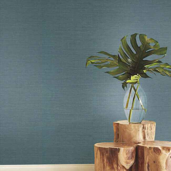 Sisal Twill Grasscloth Teal Wallpaper - York Wallcoverings - CL1029 - York Wallcoverings Wallpaper