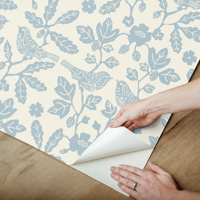 sparrow-oak-premium-peel-stick-wallpaper-glacial-blue-york-wallcoverings-psw1441rl - York Wallcoverings Wallpaper