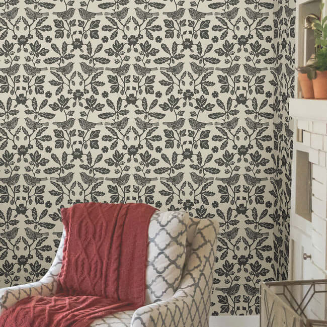 sparrow-oak-linen-charcoal-peel-stick-wallpaper-york-wallcoverings-psw1442rl - York Wallpaper Wallpaper