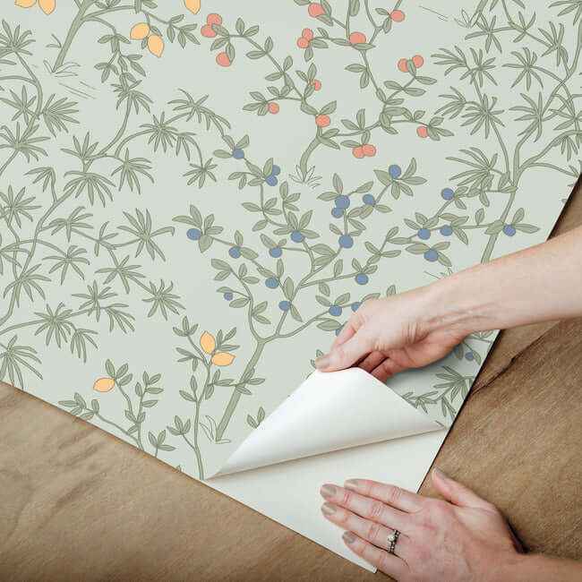 Lemon Grove Vintage Duck Egg Peel & Stick Wallpaper - York Wallcoverings - PSW1453RL - York Wallcoverings Wallpaper