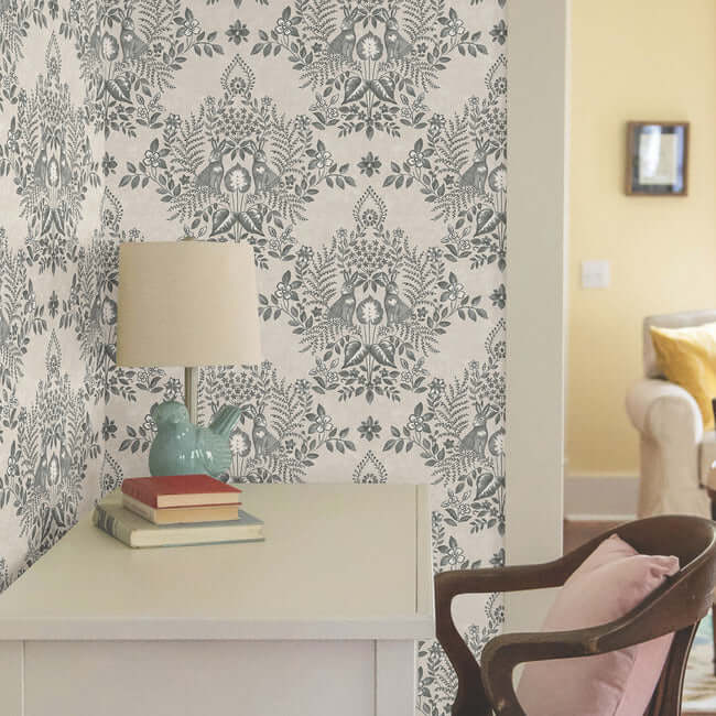 cottontail-toile-linen-charcoal-peel-stick-wallpaper-york-wallcoverings-psw1433rl - York Wallpaper Wallpaper