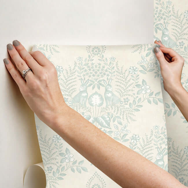 cottontail-toile-vintage-duck-egg-peel-stick-wallpaper-york-wallcoverings-psw1435rl - York Wallcoverings Wallpaper