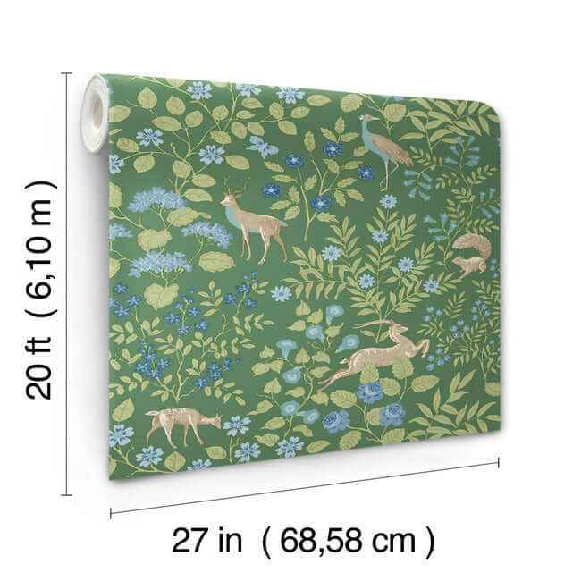 Woodland Floral Meadow Green Peel & Stick Wallpaper - York Wallcoverings - PSW1437RL - York Wallcoverings Wallpaper