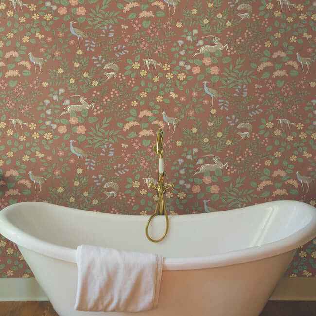 Woodland Floral Rust Peel & Stick Wallpaper - York Wallcoverings - PSW1438RL - York Wallcoverings Wallpaper