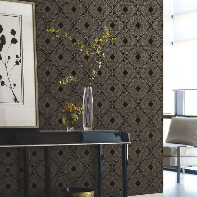 harlowe-black-gold-wallpaper-york-wallcoverings-nw3593 - York Wallpaper Wallpaper