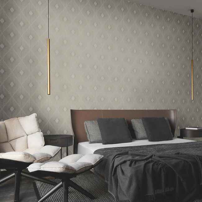 Harlowe Warm Grey & Gold Wallpaper - York Wallcoverings - MD7133 - York Wallcoverings Wallpaper