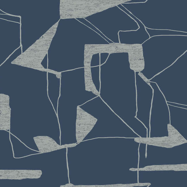 abstract-geo-navy-silver-wallpaper-york-wallcoverings-md7112 - York Wallcoverings Wallpaper