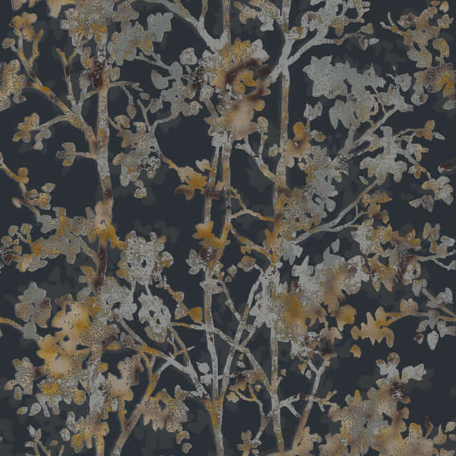 shimmering-foliage-black-wallpaper-york-wallcoverings-nw3580 - York Wallcoverings Wallpaper