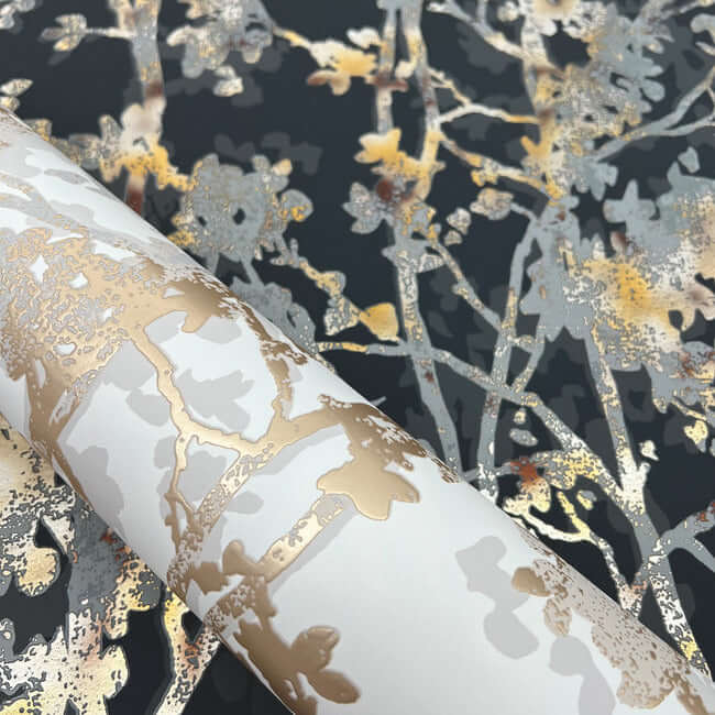 shimmering-foliage-black-wallpaper-york-wallcoverings-nw3580 - York Wallcoverings Wallpaper