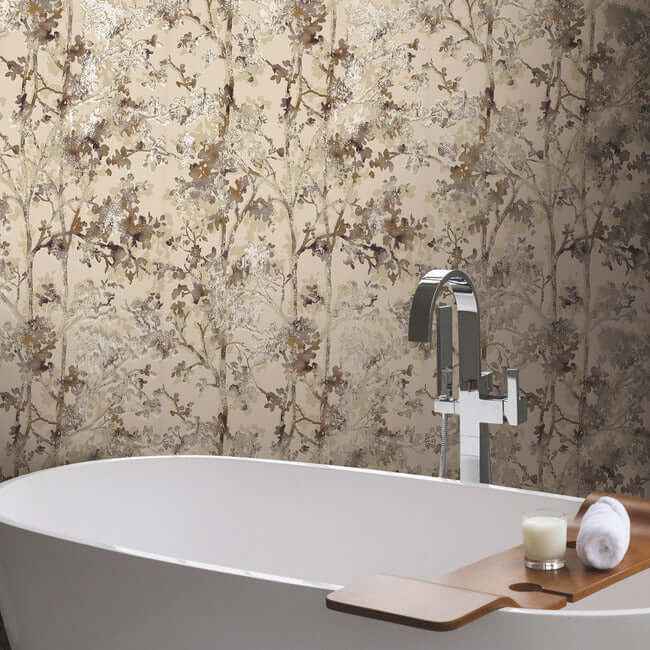 Shimmering Foliage Khaki Wallpaper - York Wallcoverings - NW3584