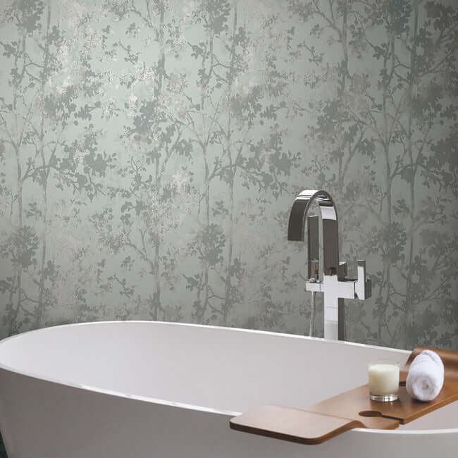 shimmering-foliage-spa-silver-wallpaper-york-wallcoverings-md7142 - York Wallpaper Wallpaper