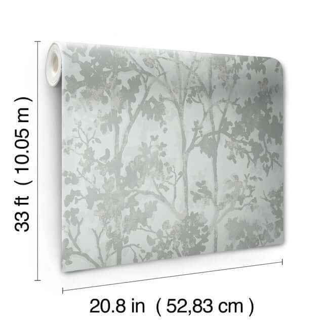 Shimmering Foliage Spa & Silver Wallpaper - York Wallcoverings - MD7142 - York Wallcoverings Wallpaper