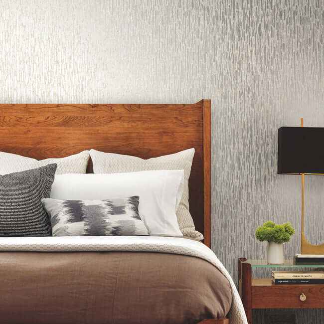 Metallic Cascade Cream & Silver Wallpaper - York Wallcoverings - MD7151