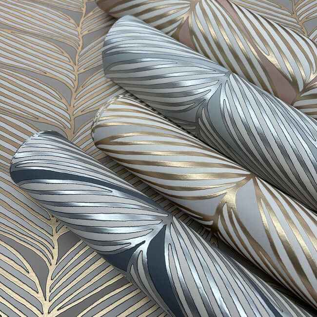 Luminous Leaves Spa & Silver Wallpaper - York Wallcoverings - MD7165 - York Wallcoverings Wallpaper