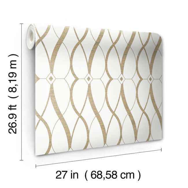 Graceful Geo Cream & Gold Wallpaper - York Wallcoverings - MD7171 - York Wallcoverings Wallpaper