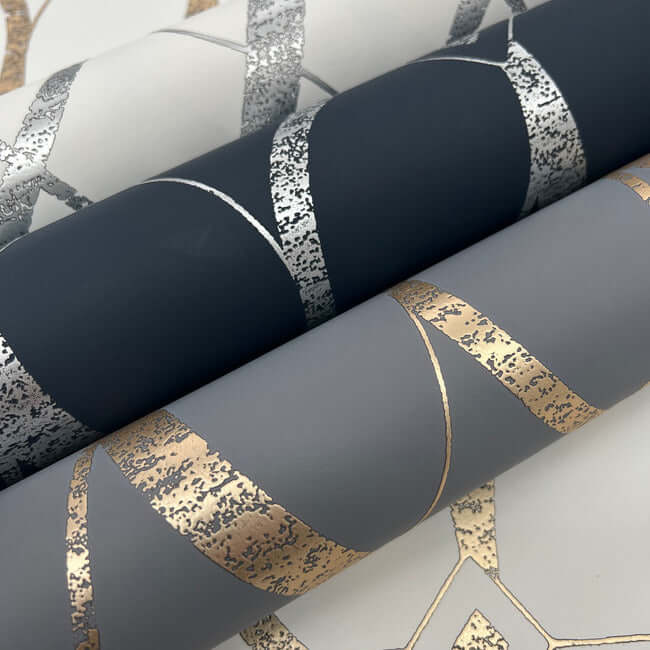 graceful-geo-navy-silver-wallpaper-york-wallcoverings-md7174 - York Wallcoverings Wallpaper