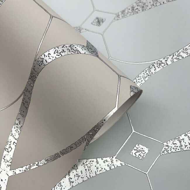 Graceful Geo Spa & Silver Wallpaper - York Wallcoverings - MD7172 - York Wallcoverings Wallpaper