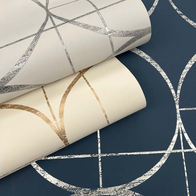 sun-circles-blue-silver-wallpaper-york-wallcoverings-md7204 - York Wallpaper Wallpaper