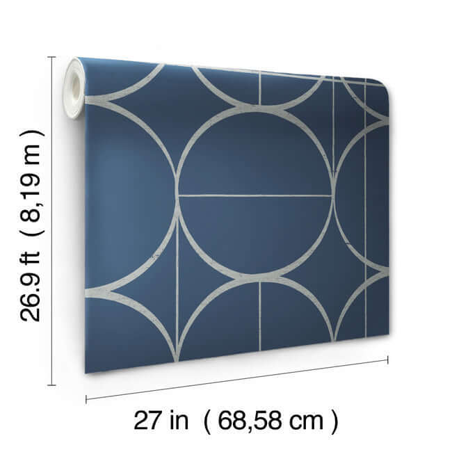 sun-circles-blue-silver-wallpaper-york-wallcoverings-md7204 - York Wallpaper Wallpaper