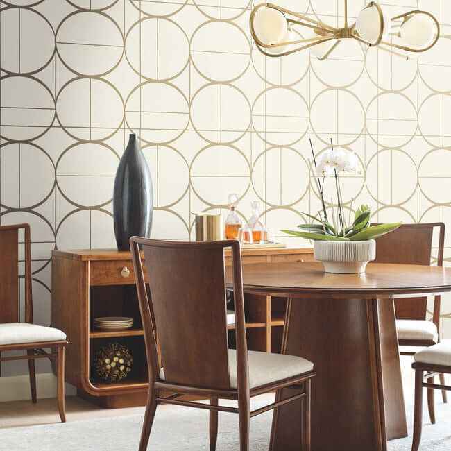 Sun Circles Cream & Gold Wallpaper - York Wallcoverings - MD7202 - York Wallcoverings Wallpaper