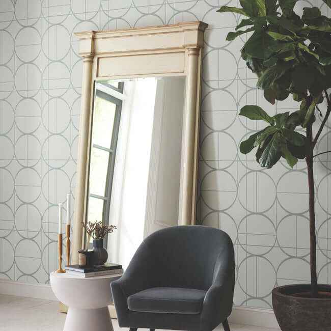 Sun Circles Fog & Silver Wallpaper - York Wallcoverings - MD7205 - York Wallcoverings Wallpaper