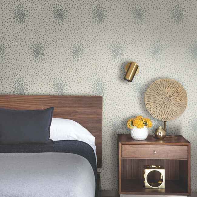 Petite Leaves Beige & Silver Wallpaper - York Wallcoverings - MD7105 - York Wallcoverings Wallpaper