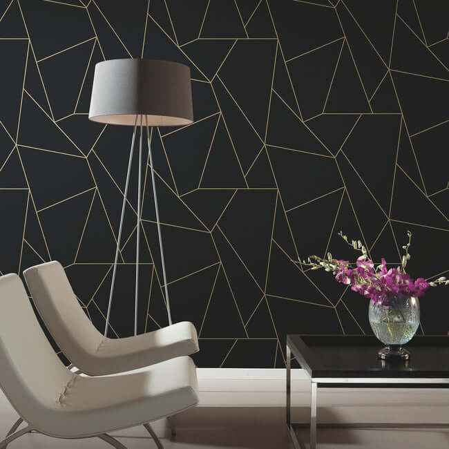 Nazca Black & Gold Wallpaper - York Wallcoverings - MD7181