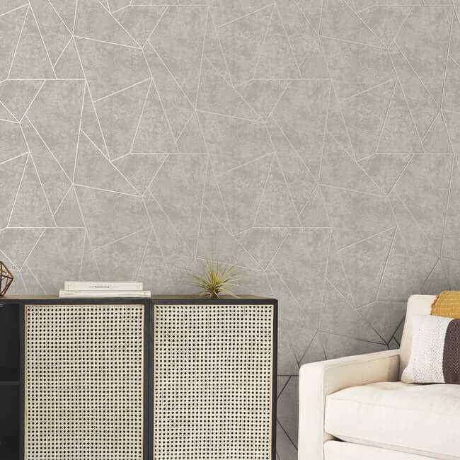 Nazca Light Grey & Silver Wallpaper - York Wallcoverings - NW3503
