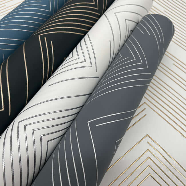 polished-chevron-blue-silver-wallpaper-york-wallcoverings-md7224 - York Wallcoverings Wallpaper