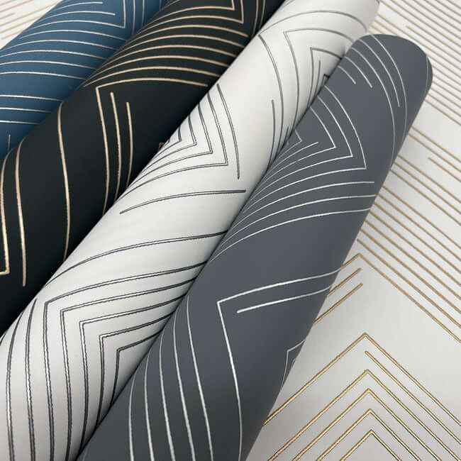 Polished Chevron Charcoal & Silver Wallpaper - York Wallcoverings - MD7226 - York Wallcoverings Wallpaper