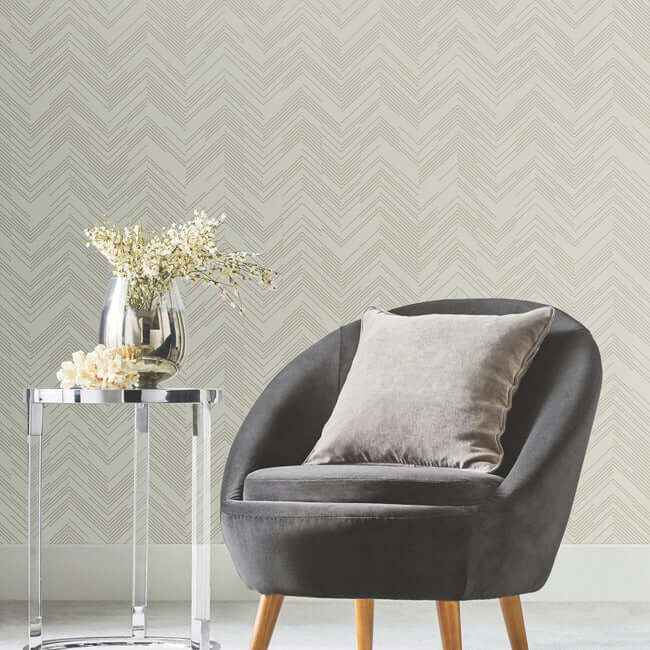 Polished Chevron Cream & Gold Wallpaper - York Wallcoverings - MD7225 - York Wallcoverings Wallpaper