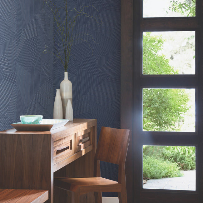 dotted-maze-wallpaper-navy-york-wallcoverings-oi0616 - York Wallcoverings Wallpaper