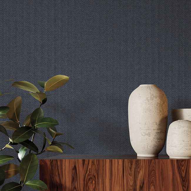 Savile Navy Wallpaper - York Wallcoverings - HA3654R - York Wallcoverings Wallpaper