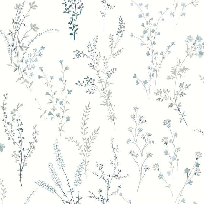 wildflower-sprigs-blue-green-peel-stick-wallpaper-york-wallcoverings-psw1523rl - York Wallpaper Wallpaper