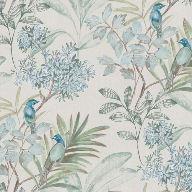 handpainted-songbird-turquiose-peel-stick-wallpaper-york-wallcoverings-psw1517rl - York Wallpaper Wallpaper