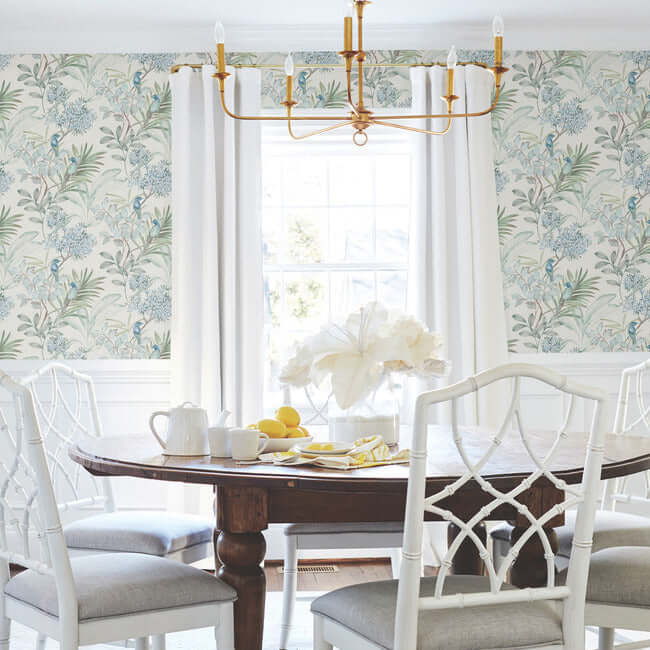 handpainted-songbird-turquiose-peel-stick-wallpaper-york-wallcoverings-psw1517rl - York Wallpaper Wallpaper