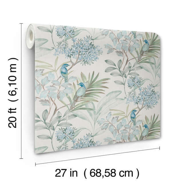 handpainted-songbird-turquiose-peel-stick-wallpaper-york-wallcoverings-psw1517rl - York Wallpaper Wallpaper