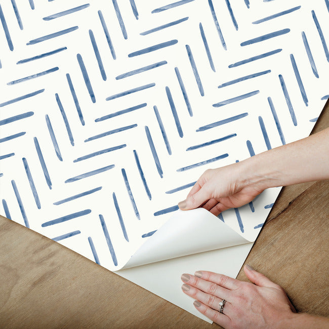painted-herringbone-peel-and-stick-wallpaper-navy-york-wallcoverings-psw1526rl