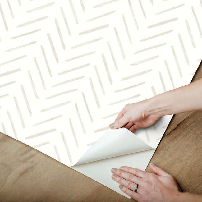 painted-herringbone-sand-peel-stick-wallpaper-york-wallcoverings-psw1529rl - York Wallpaper Wallpaper
