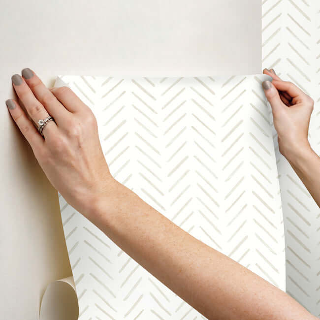 painted-herringbone-sand-peel-stick-wallpaper-york-wallcoverings-psw1529rl - York Wallpaper Wallpaper