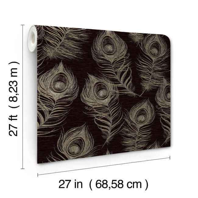 Regal Peacock Black Wallpaper - York Wallcoverings - EV3942 - York Wallcoverings Wallpaper