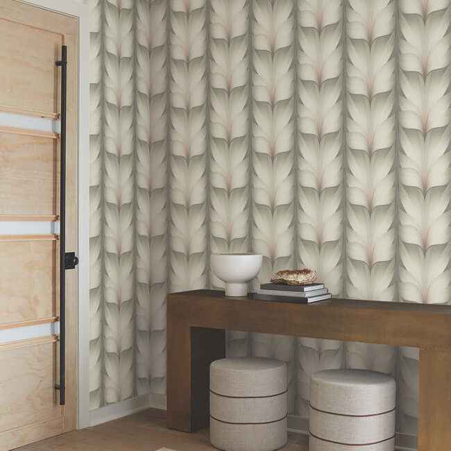 Lotus Light Stripe Taupe & Blush Wallpaper - York Wallcoverings - EV3952 - York Wallcoverings Wallpaper