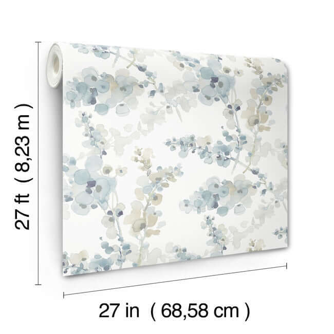 blossom-fling-blue-wallpaper-york-wallcoverings-ev3974 - York Wallcoverings Wallpaper