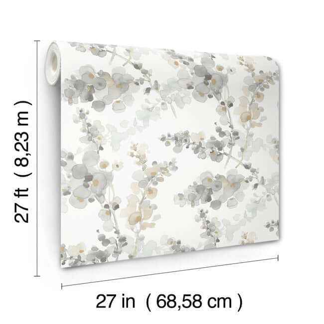Blossom Fling Steel Wallpaper - York Wallcoverings - EV3971 - York Wallcoverings Wallpaper