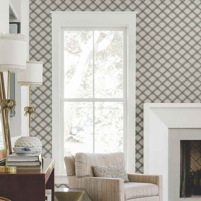 Bayside Basket Weave Mocha Wallpaper - York Wallcoverings - EV3966