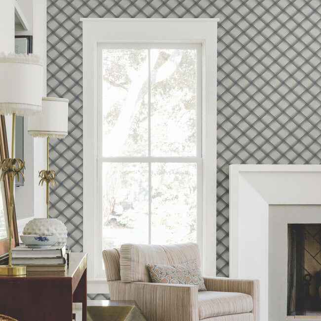 Bayside Basket Weave Navy Wallpaper - York Wallcoverings - EV3969 - York Wallcoverings Wallpaper