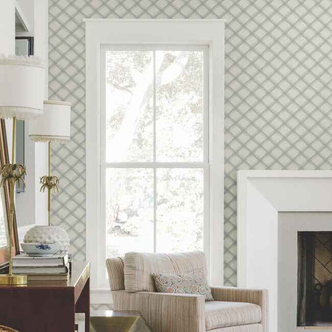 Bayside Basket Weave Smokey Blue Wallpaper - York Wallcoverings - EV3968 - York Wallcoverings Wallpaper