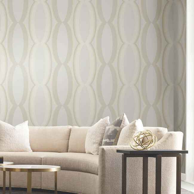 Progression Ogee Blonde Wallpaper - York Wallcoverings - EV3984