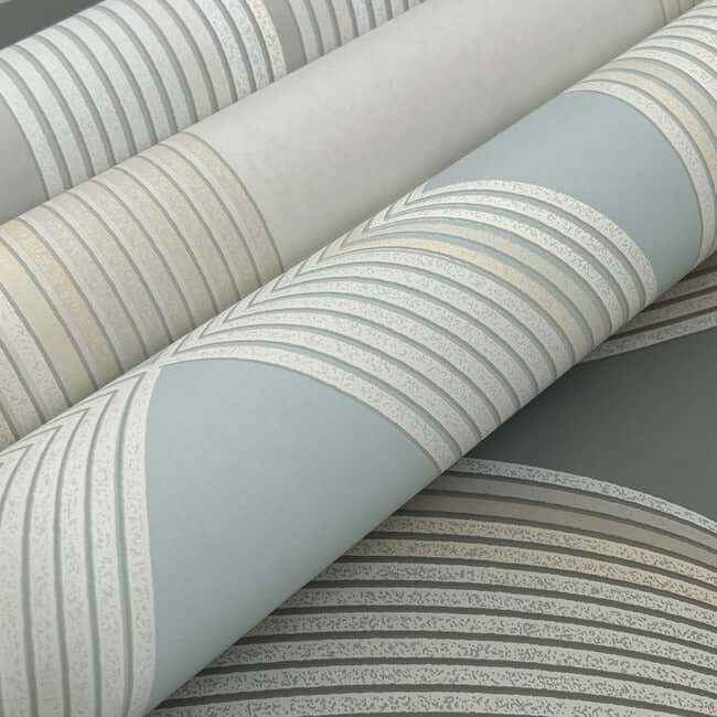 Progression Ogee Light Blue Wallpaper - York Wallcoverings - EV3985