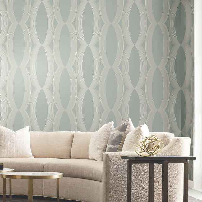 Progression Ogee Light Blue Wallpaper - York Wallcoverings - EV3985 - York Wallcoverings Wallpaper